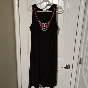 Kim Rogers Black Dress with Colorful Embroidery